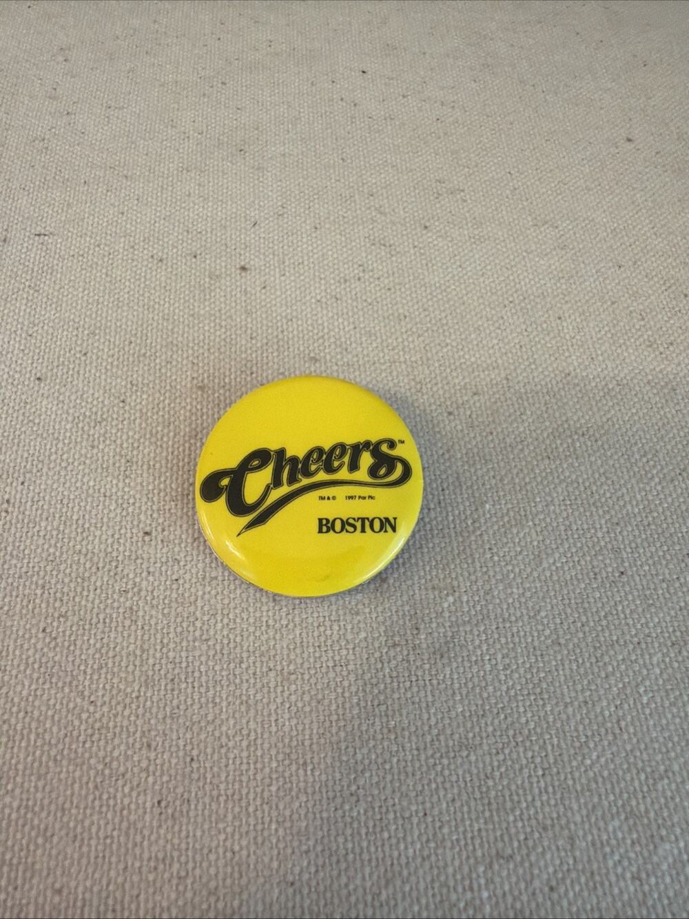 Cheers Boston Yellow Round Button Pinback